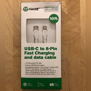 USB C to 8pin (lightning) charging cord.